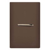Conjunto Interruptor Simples Horizontal 4x2 - Novara Marrom Fosco Gold